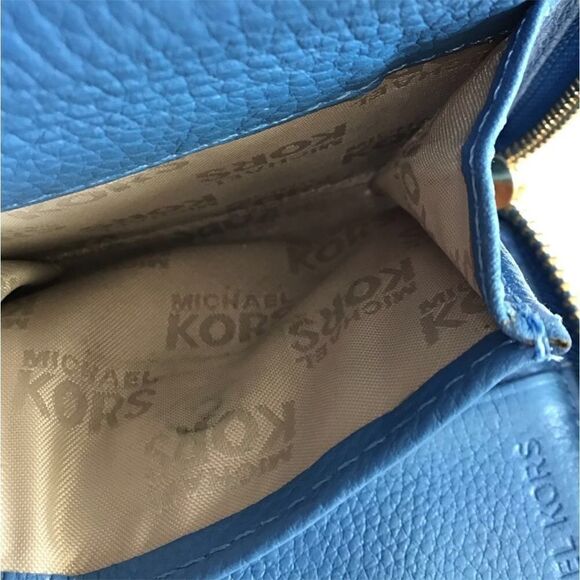 Michael Kors Blue Pebble Leather Zip Around Wallet - Picture 10 of 12
